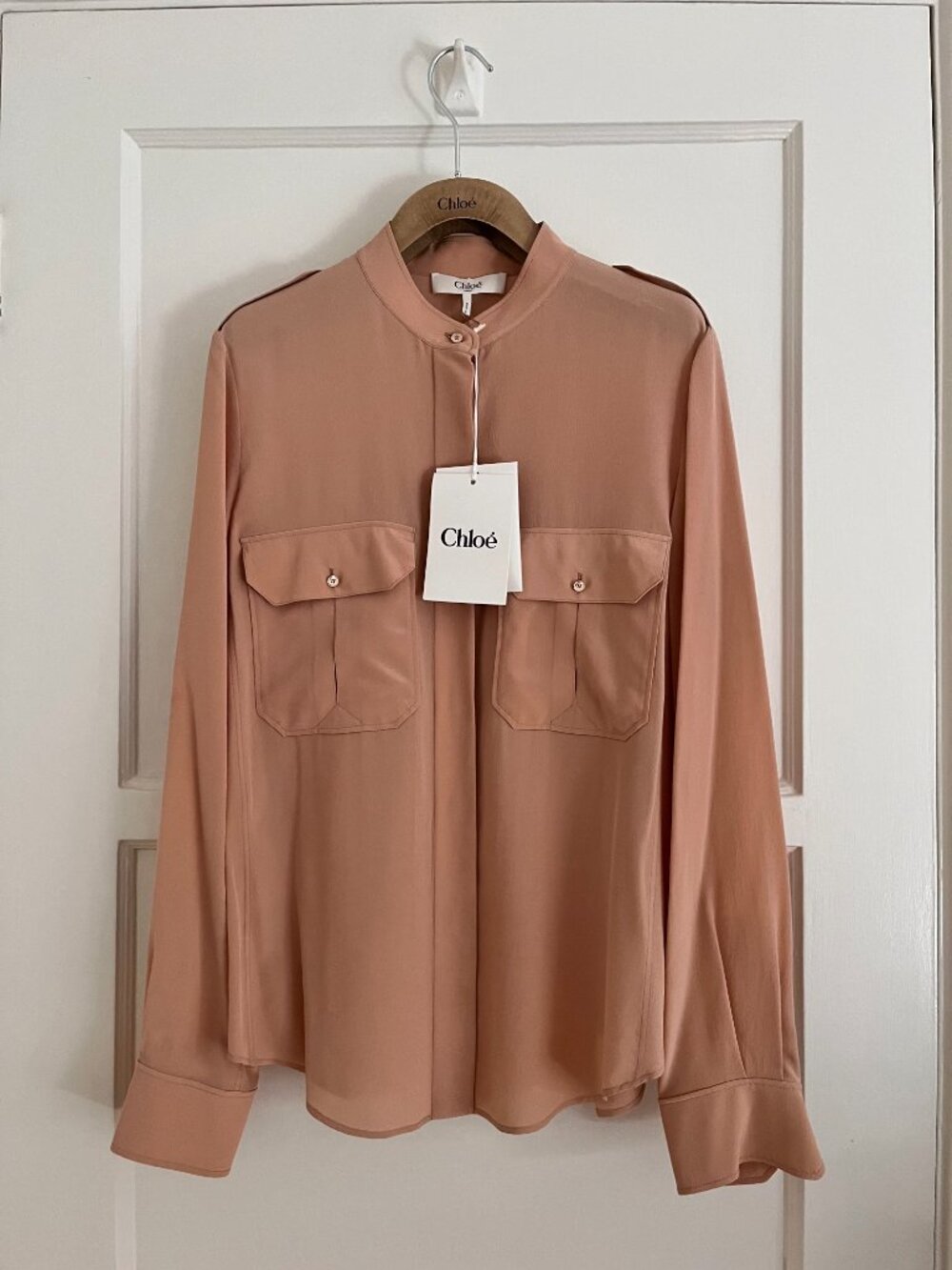 Chloé Silk Blouse Sand Brown FR 36 Excellent Condition w/Tags